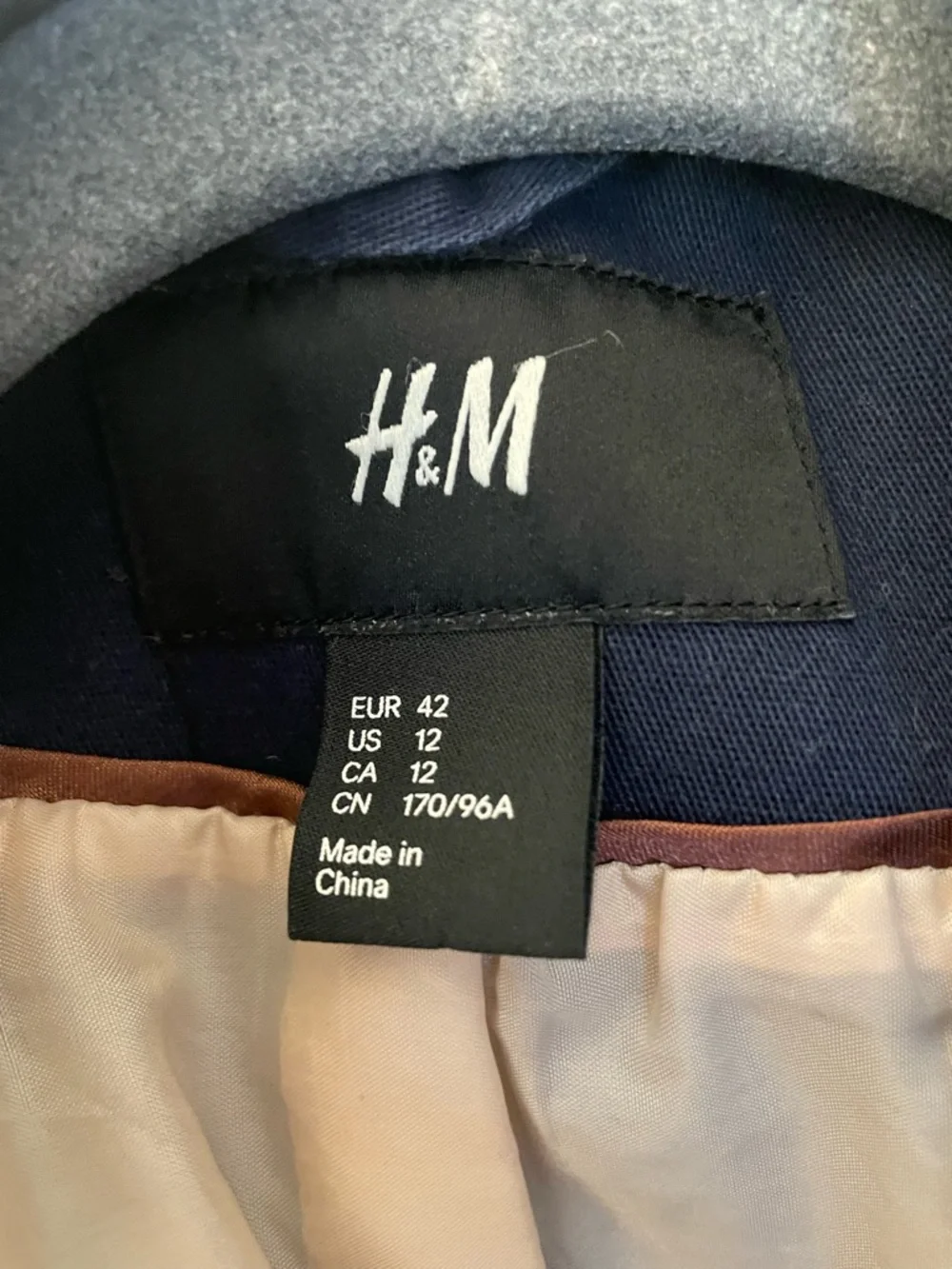 H&M Navy Double-Breasted Trench Coat size 12 - Picture 2 of 3